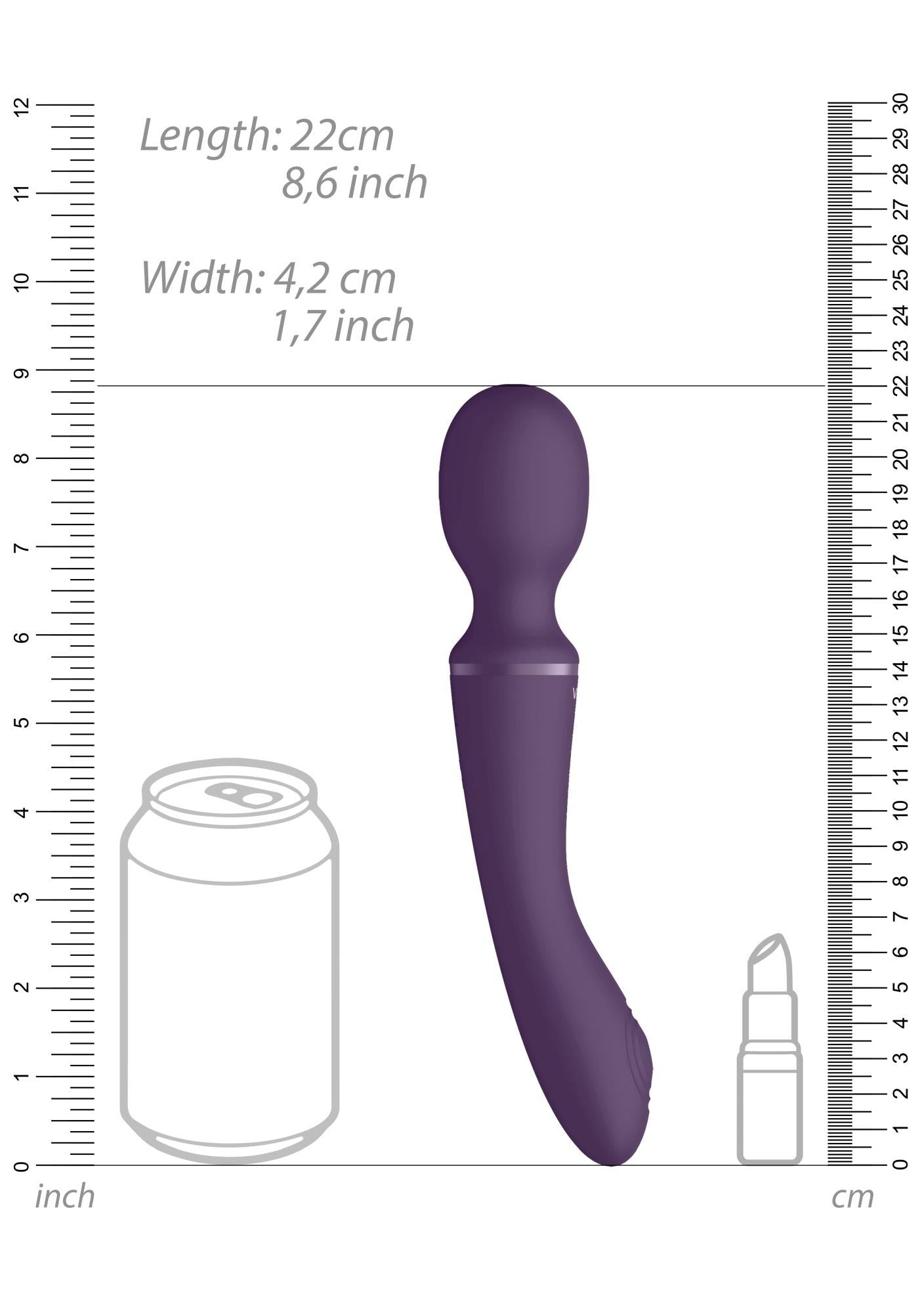Vibrator cu baghetă din silicon Vive Enora, violet, USB, 22 cm