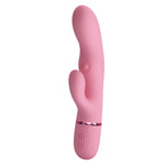 Vibrator Pretty Love Zach din silicon roz, cu patru laturi, în formă de iepuraș