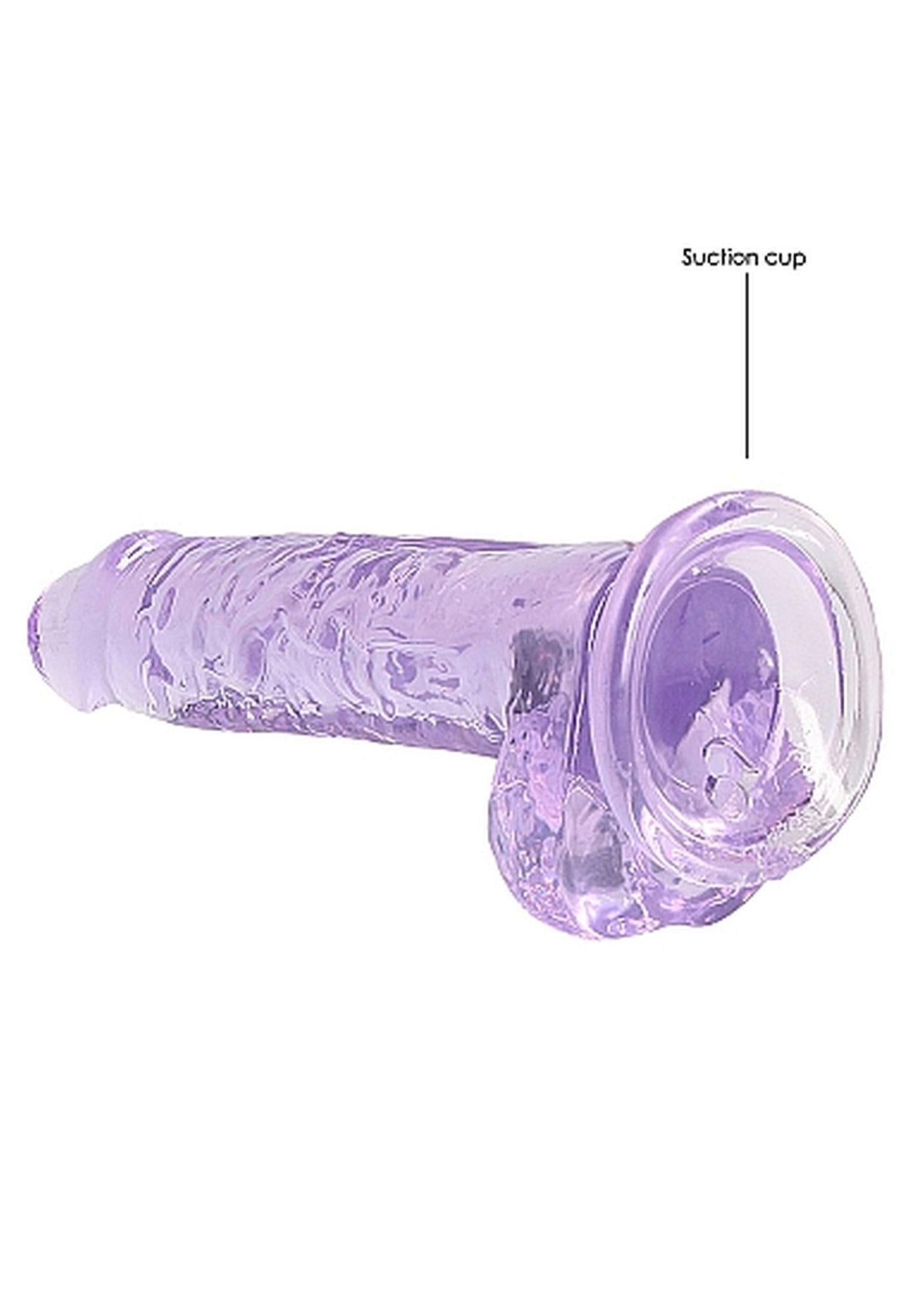Dildo realist RealRock cu testicule violet 18 cm