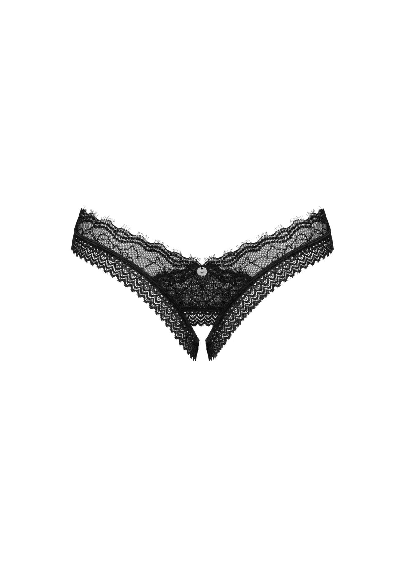 Tanga Obsessive Medilla din dantelă deschisă, negru, XL/2XL