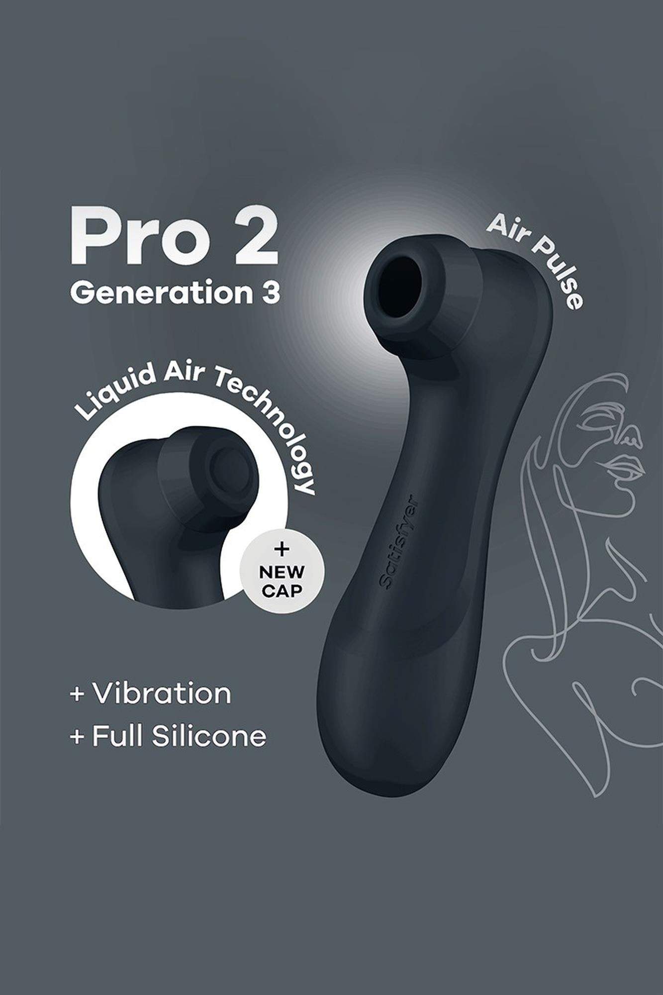 Stimulator cu aer lichid Satisfyer Pro 2, negru, Bluetooth, USB