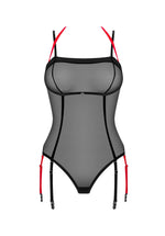 Body erotic transparent Obsessive Glandez negru XS/S