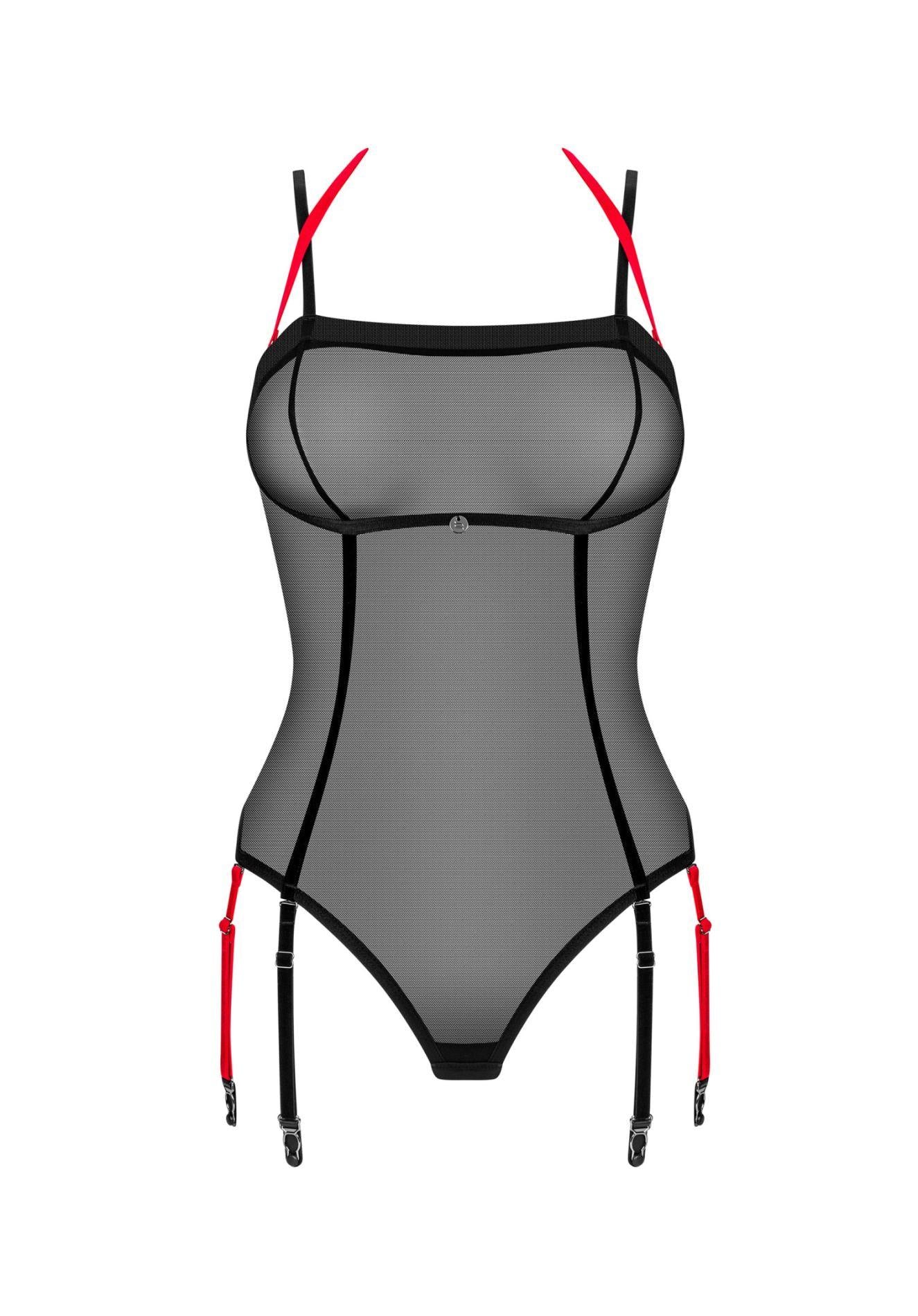 Body erotic transparent Obsessive Glandez negru XS/S