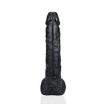 Dildo realist RealRock cu scrot, negru, 35,5 cm