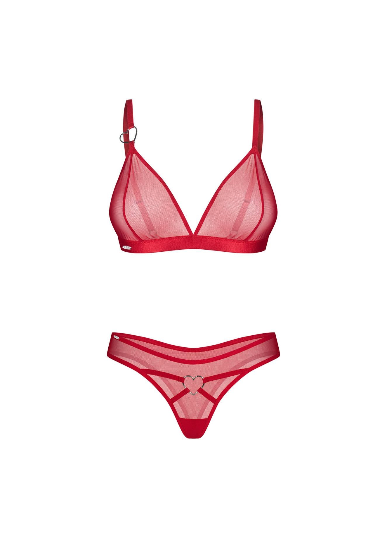 Set lenjerie erotică din plasă roșie Crimessa Obsessive S/M