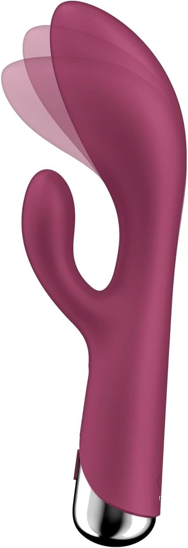 Vibrator rotativ Satisfyer Spinning Rabbit 1 cu USB, culoare roșie, tip iepuraș