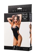 Body lucios Reina wetlook negru, mărime S