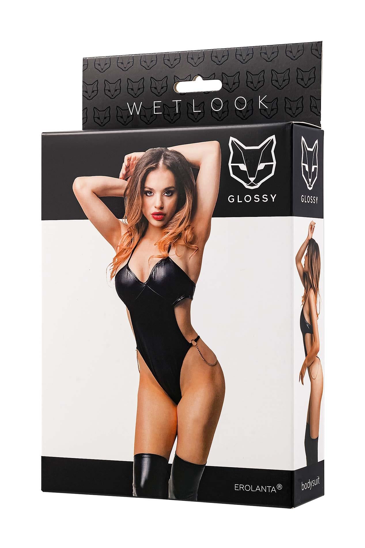Body lucios Reina wetlook negru, mărime S