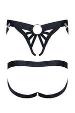 Jockstrap bărbătesc Regnes Fetish Planet cu inel metalic negru S/M