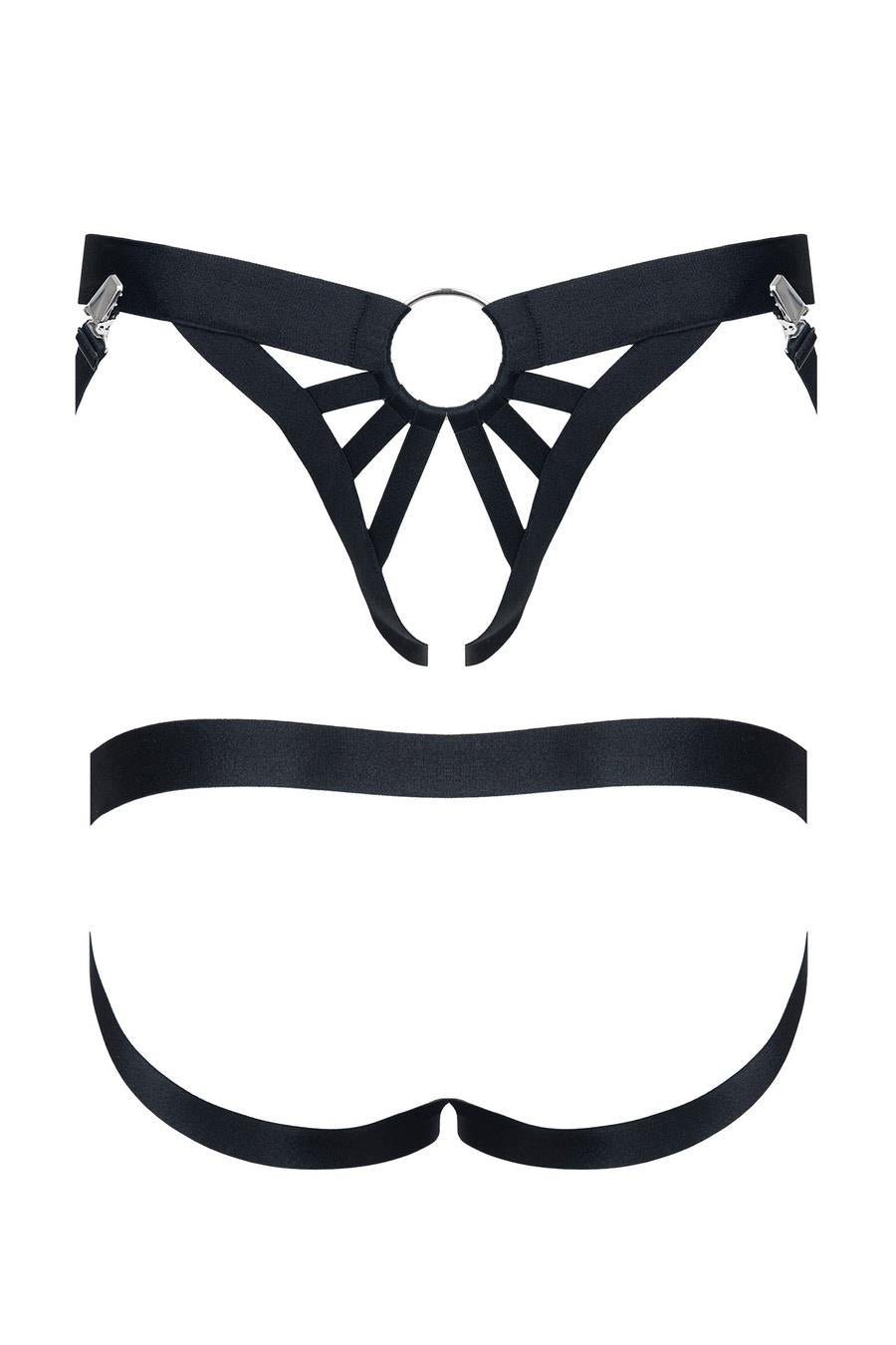 Jockstrap bărbătesc Regnes Fetish Planet cu inel metalic negru S/M