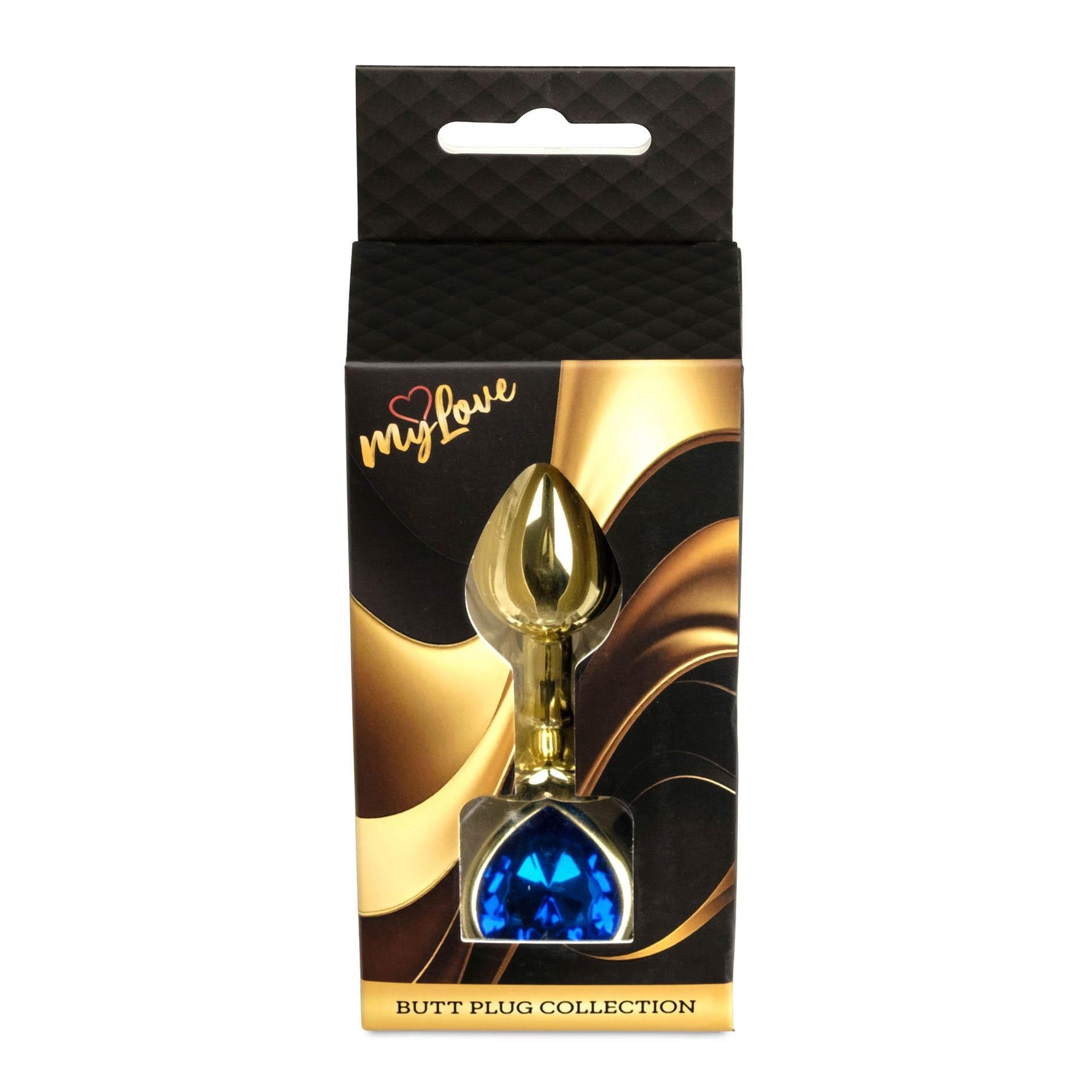 Bijuterii anale MyLove Toys cu inimă aurie, bleumarin, 7 cm