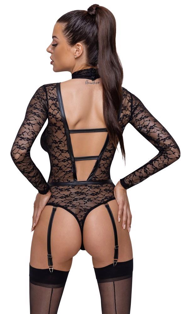 Body cu mânecă lungă și dantelă Cottelli LINGERIE S