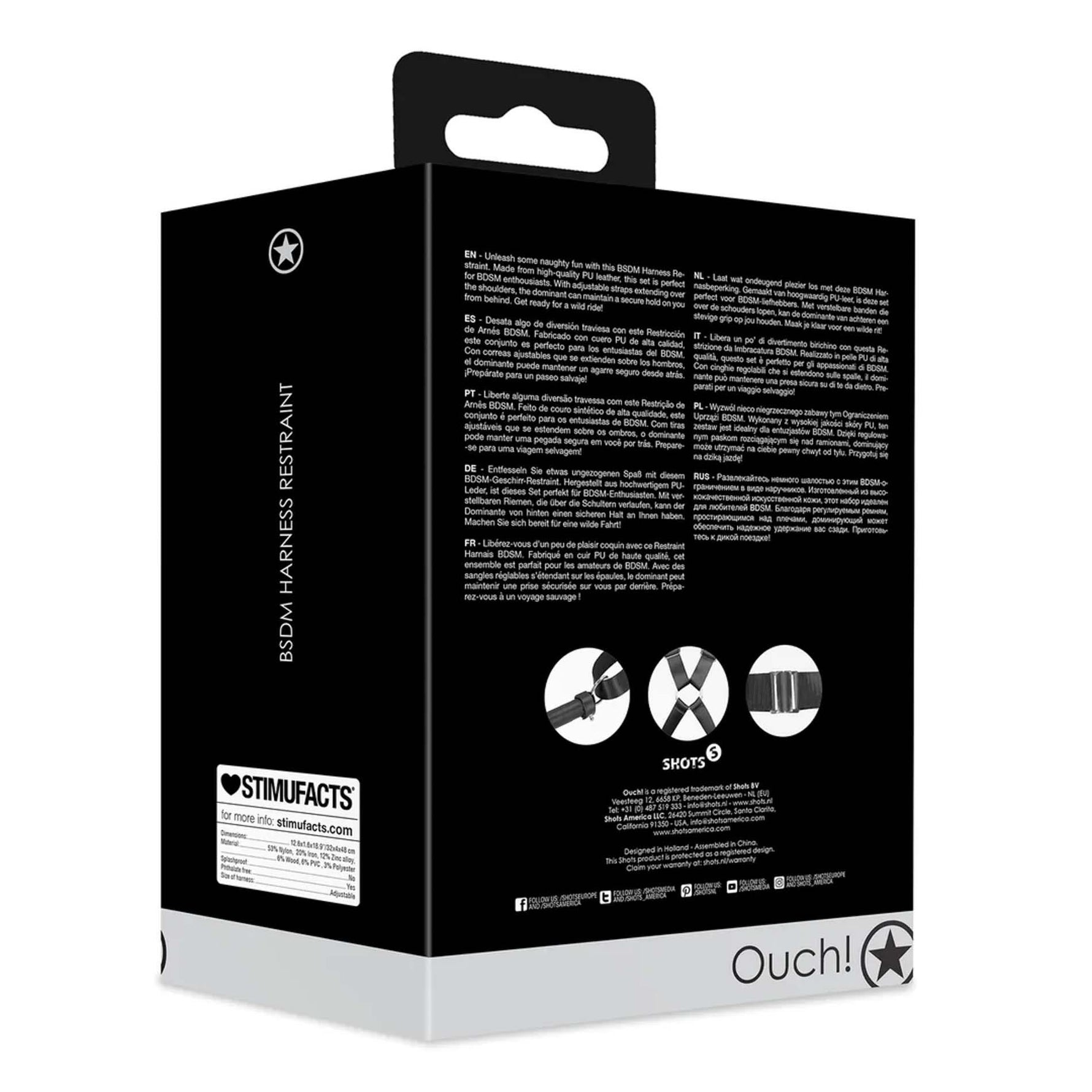 Ham BDSM Ouch! Reglabil Negru 32 cm