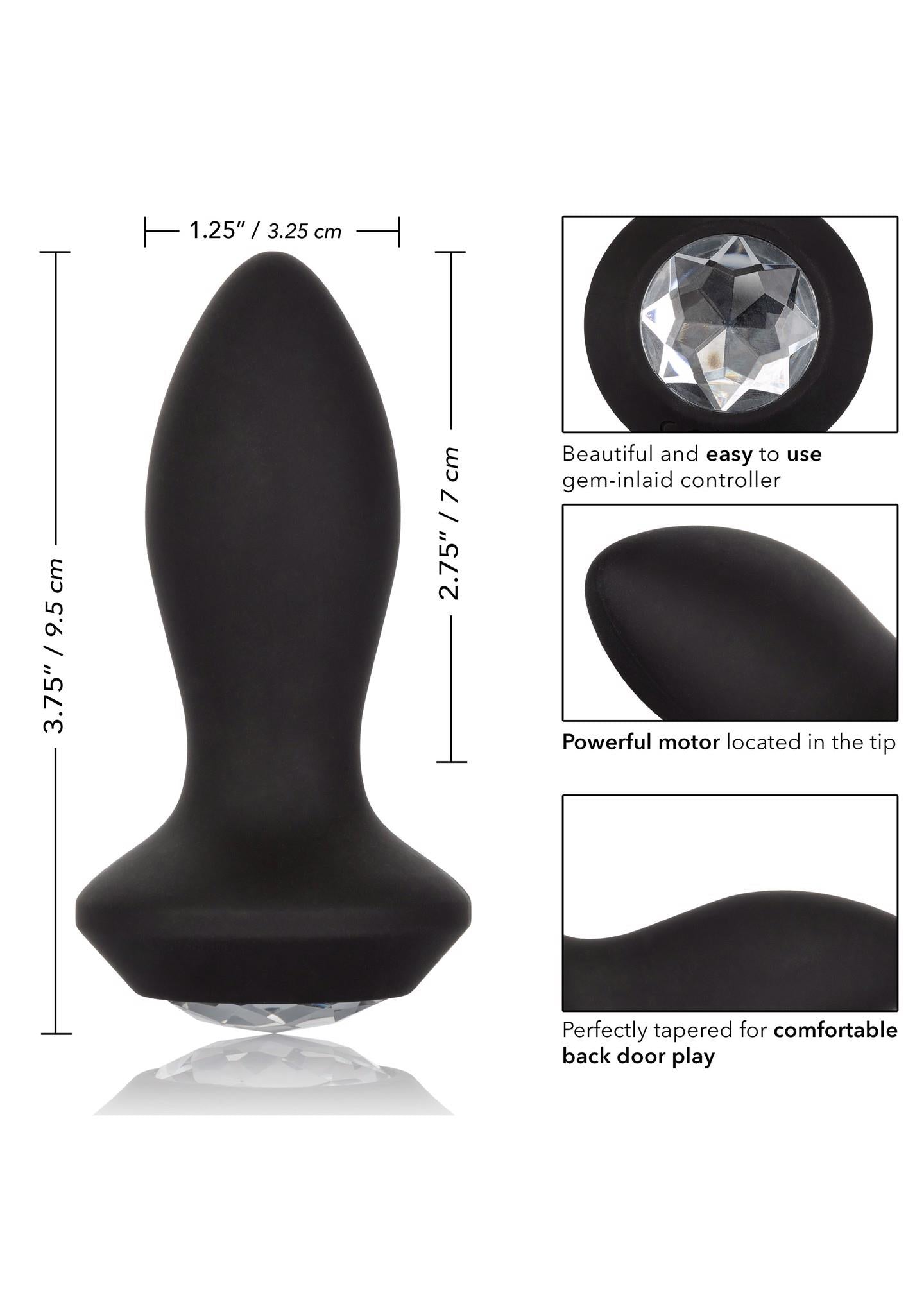 Dop anal vibrant Calexotics Petite Crystal Probe, negru, 9,5 cm