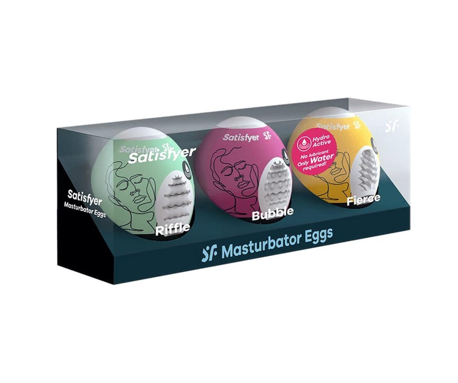 Set de 3 ouă de masturbare Satisfyer Riffle Bubble Fierce TPE 6-5 cm