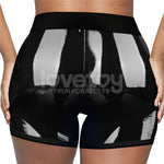 Pantaloni scurți Chic Lovetoy cu strap-on negri, talie 81-89 cm