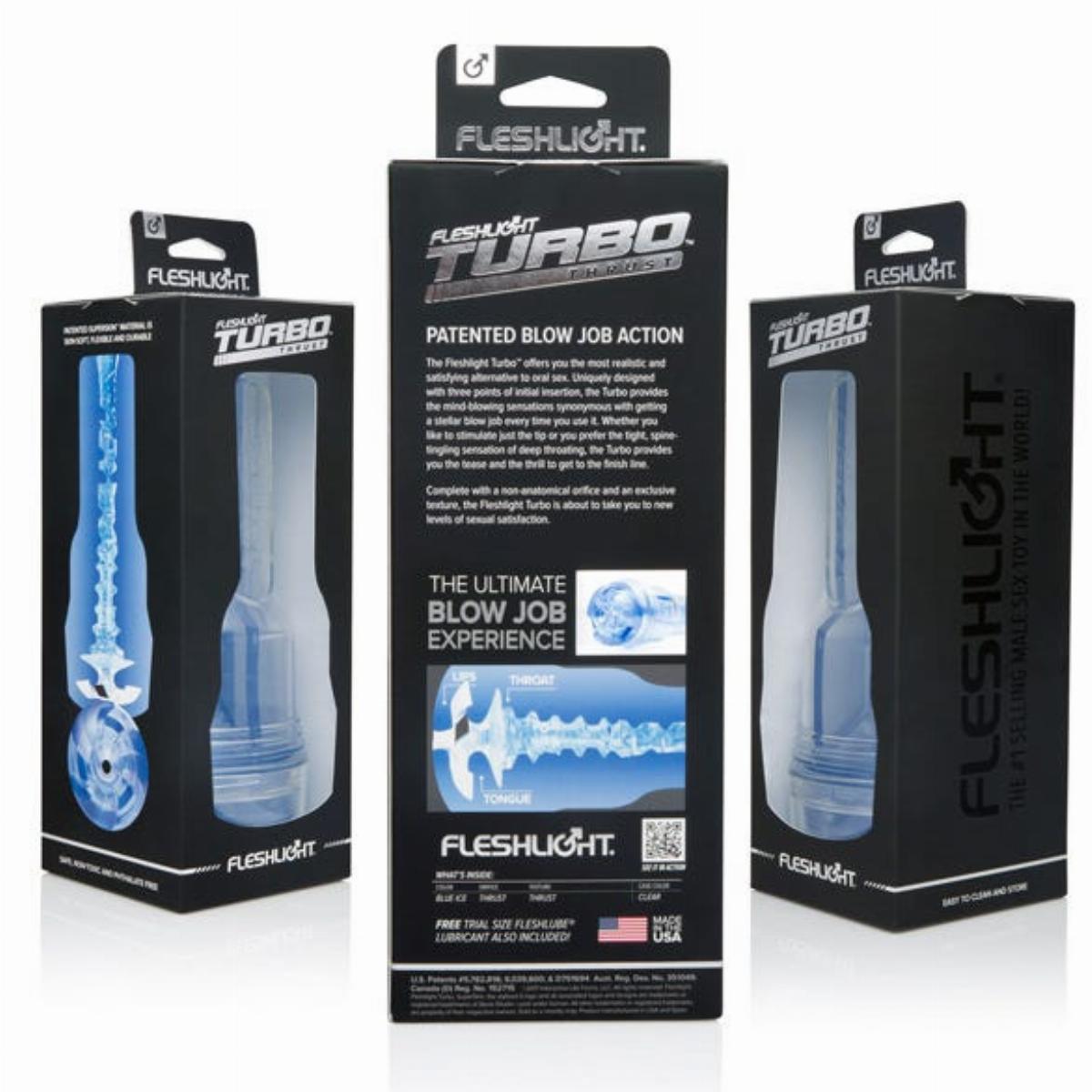 Masturbator Fleshlight Turbo Thrust Albastru Transparent 25 cm