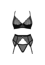 Set lenjerie intimă Obsessive Chemeris negru XS/S