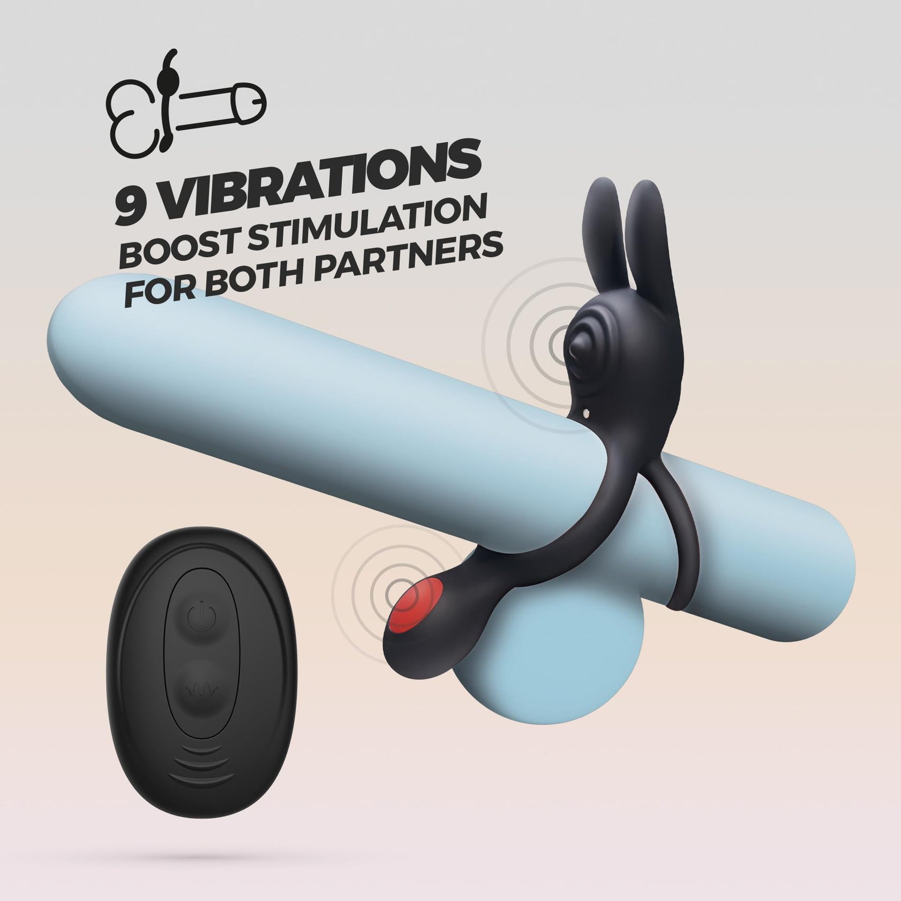Inel vibrator dublu Crushious Dingo cu telecomandă
