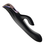 Vibrator Rachel Deluxe Power Escorts Bunny, silicon negru, USB, 23 cm