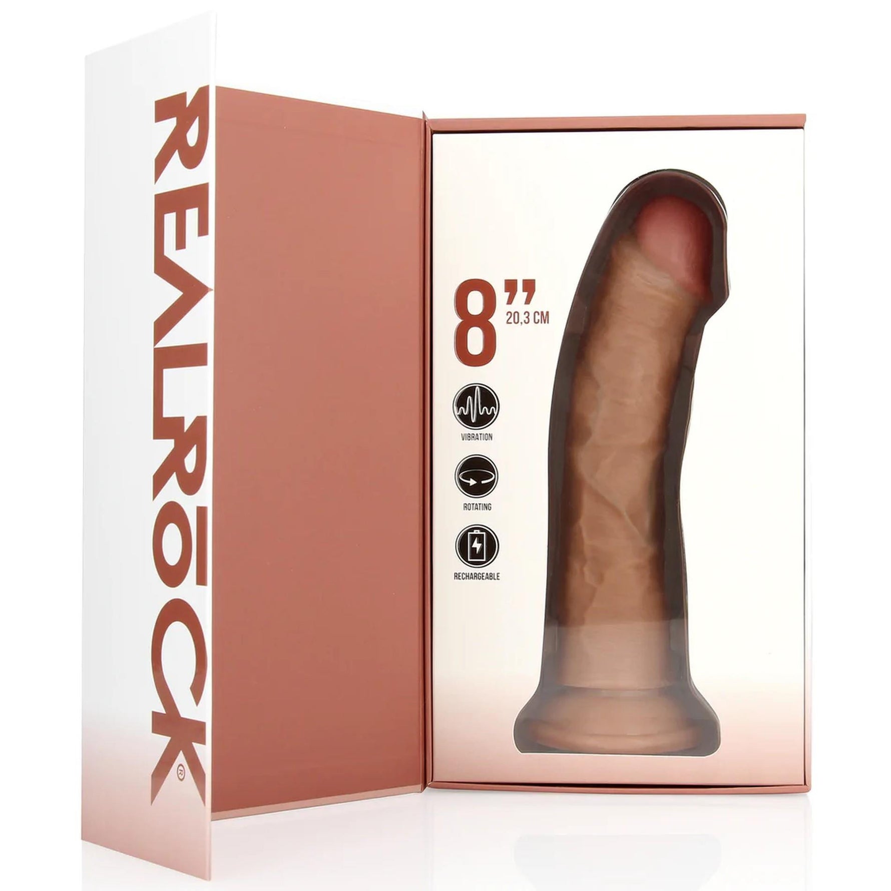 Vibrator realist RealRock rotativ de culoarea pielii 20-5 cm