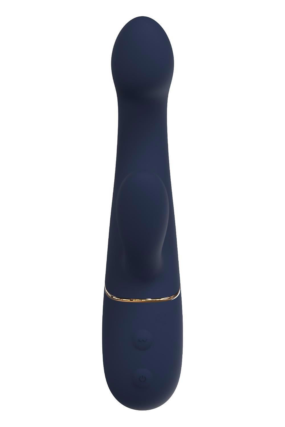 Vibrator Hestia Duo Bunny, albastru închis, silicon, USB, 21 cm, Dreamtoy
