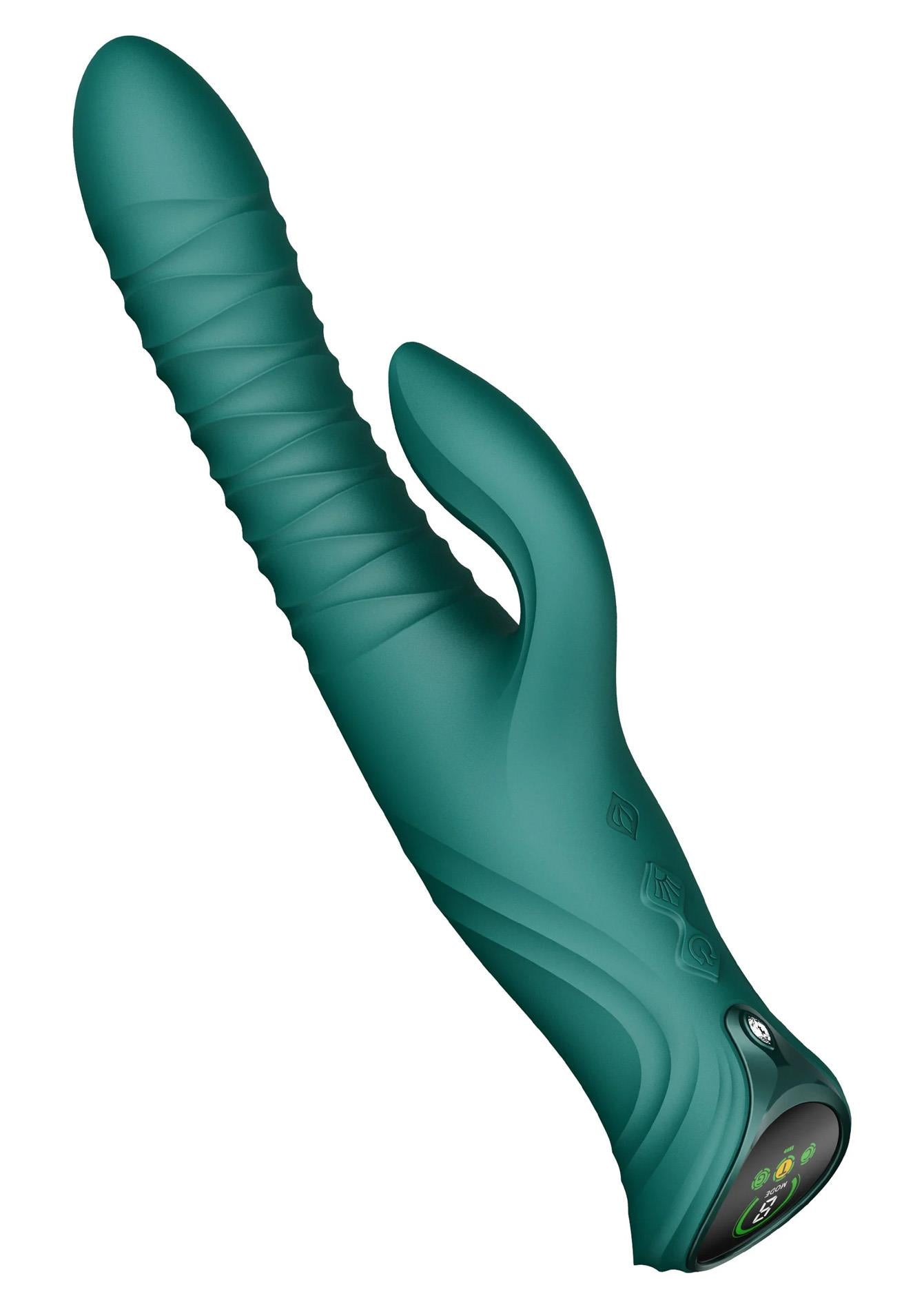 Vibrator încălzit ZALO Mose 2 verde, model iepuraș, 25,8 cm