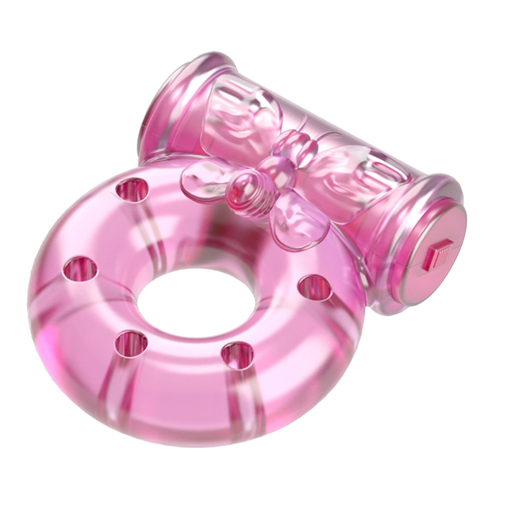 Inel vibrant pentru penis Baile cu fluture, roz