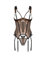Corset și tanga deschis Obsessive Soranna auriu S/M