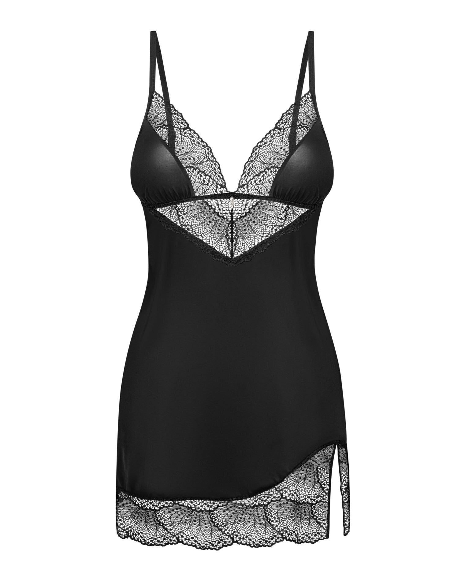 Lobellis Obsessive cămașă de noapte scurtă și tanga negru XS/S