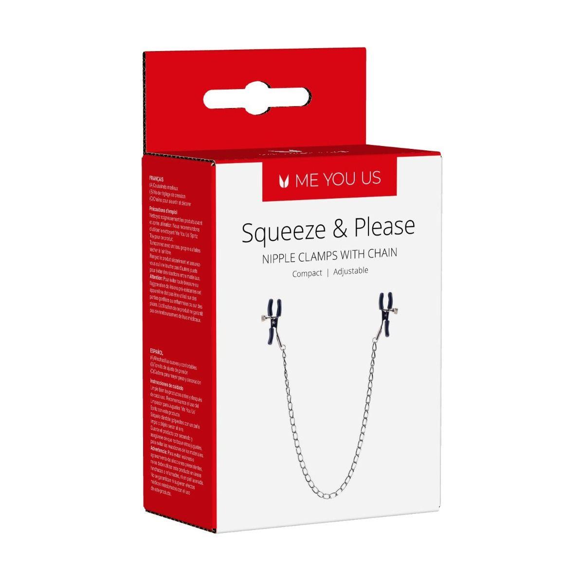 Cleme pentru sfârcuri cu lanț argintiu, Squeeze N Please Me You Us