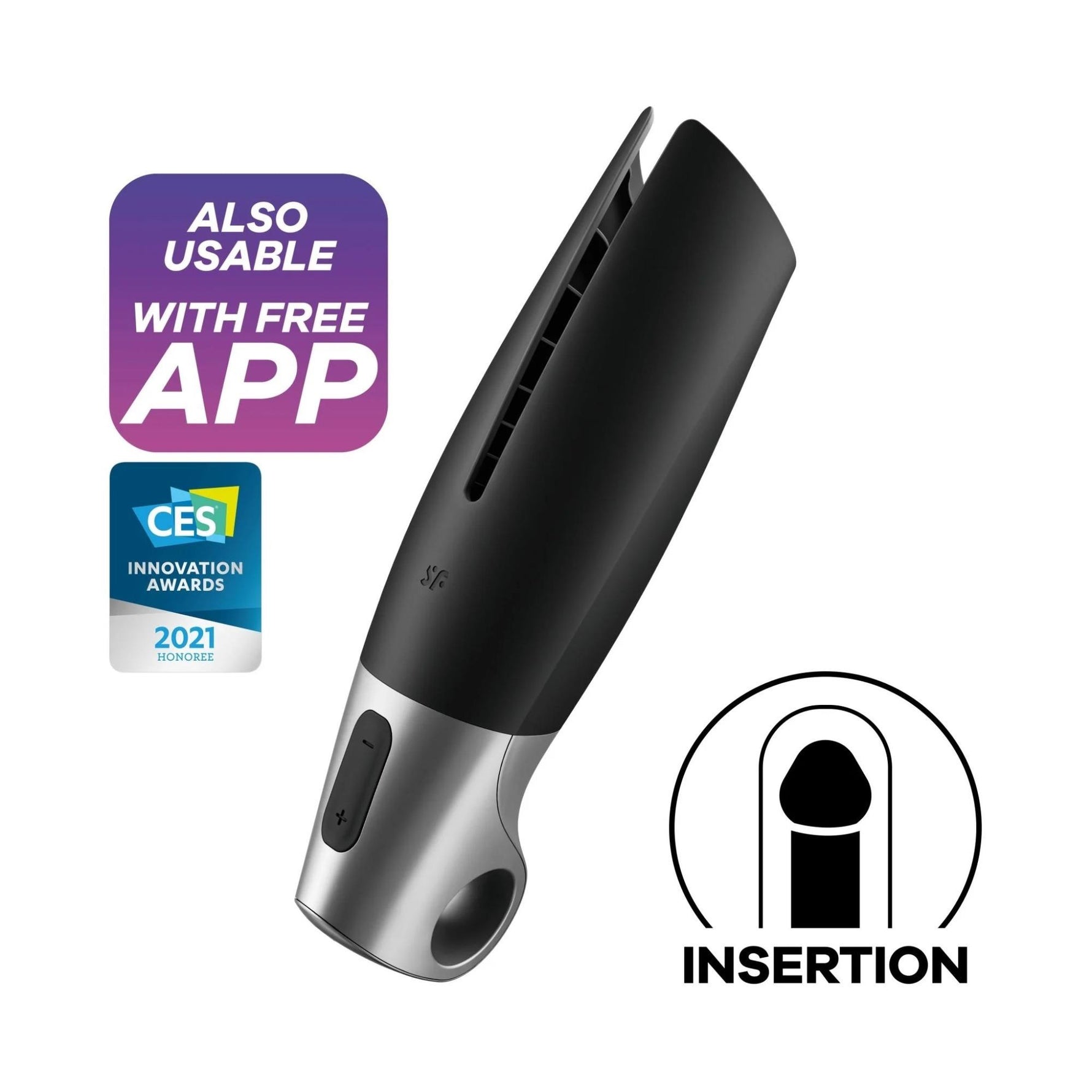 Masturbator vibrant Satisfyer Power, silicon, negru, argintiu, USB