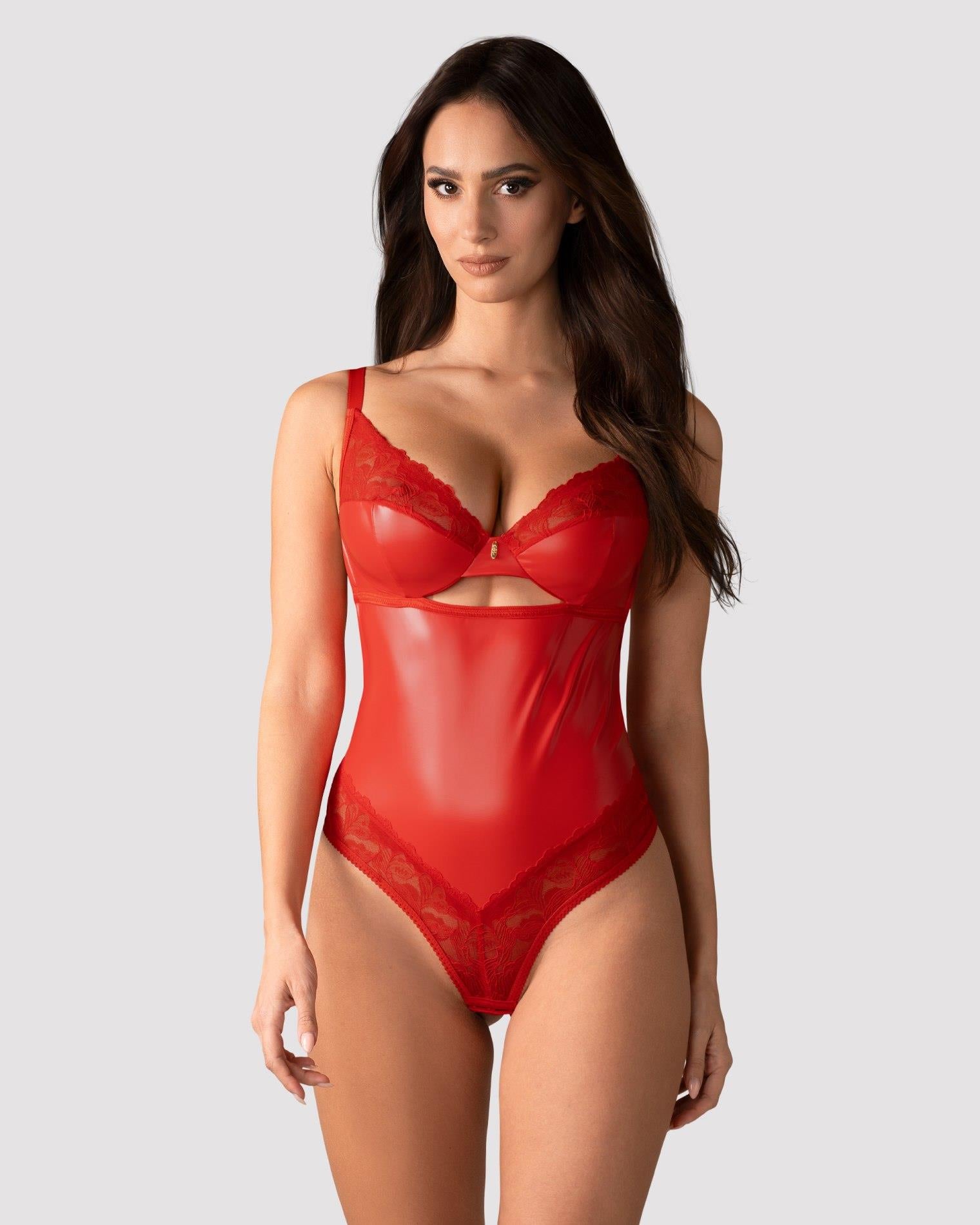 Body din dantelă Aliosa Obsessive roșu S/M
