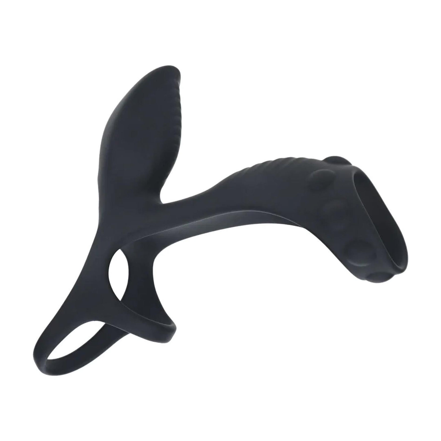 Inel vibrant pentru penis și testicule Levelz cu buclă, silicon, negru, 14 cm