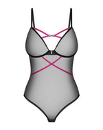 Body erotic negru Novenes Obsessive cu zirconii XL 2XL