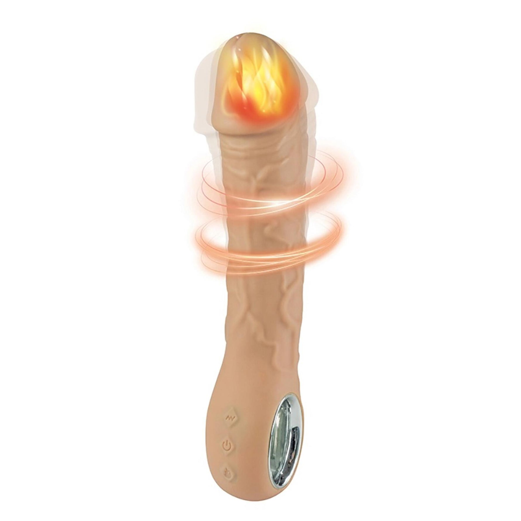 Vibrator silicon Fantasy cu încălzire, 10 moduri USB, 22 cm