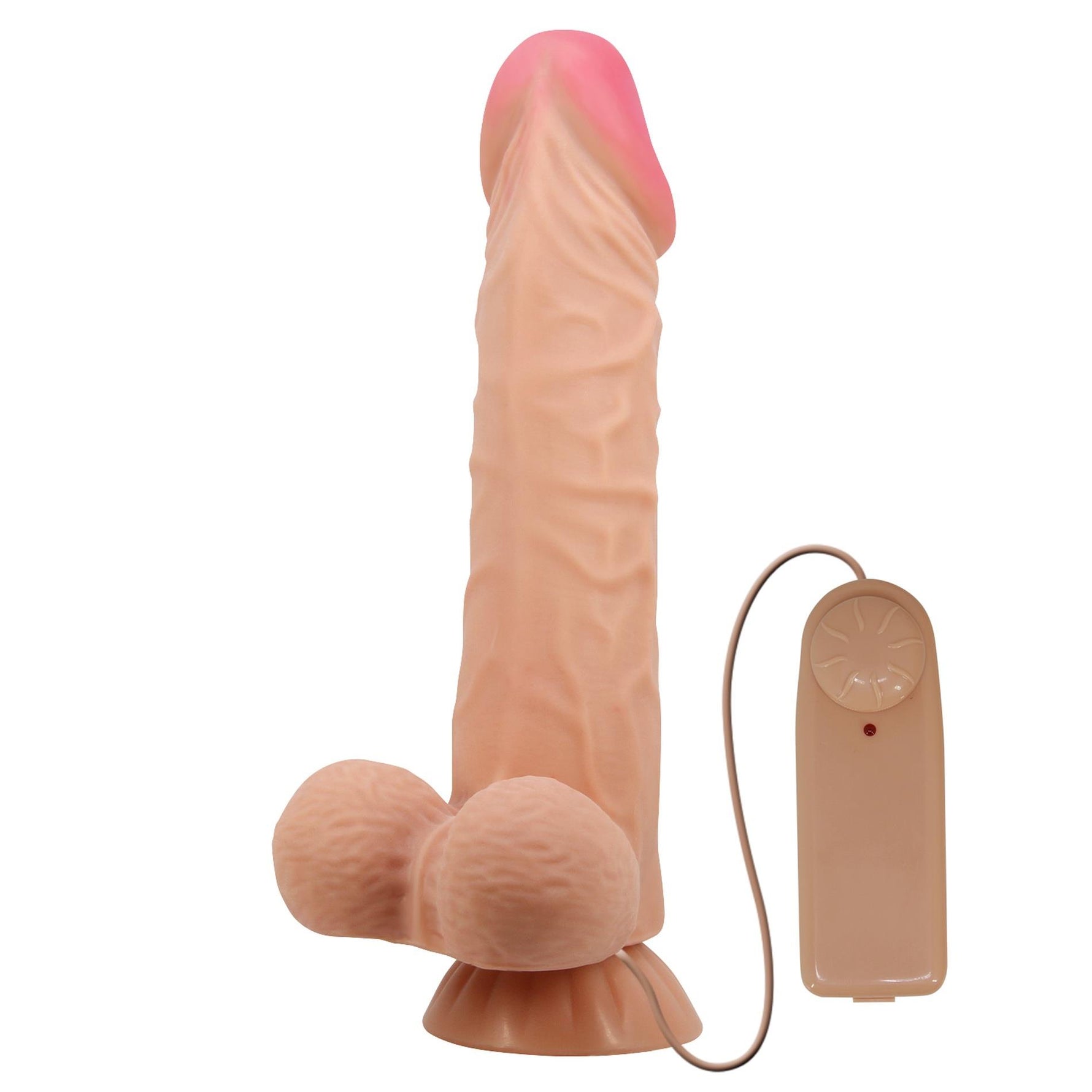 Vibrator realist Baile Sliding Skin de 9,4'', culoarea pielii, cu ventuză