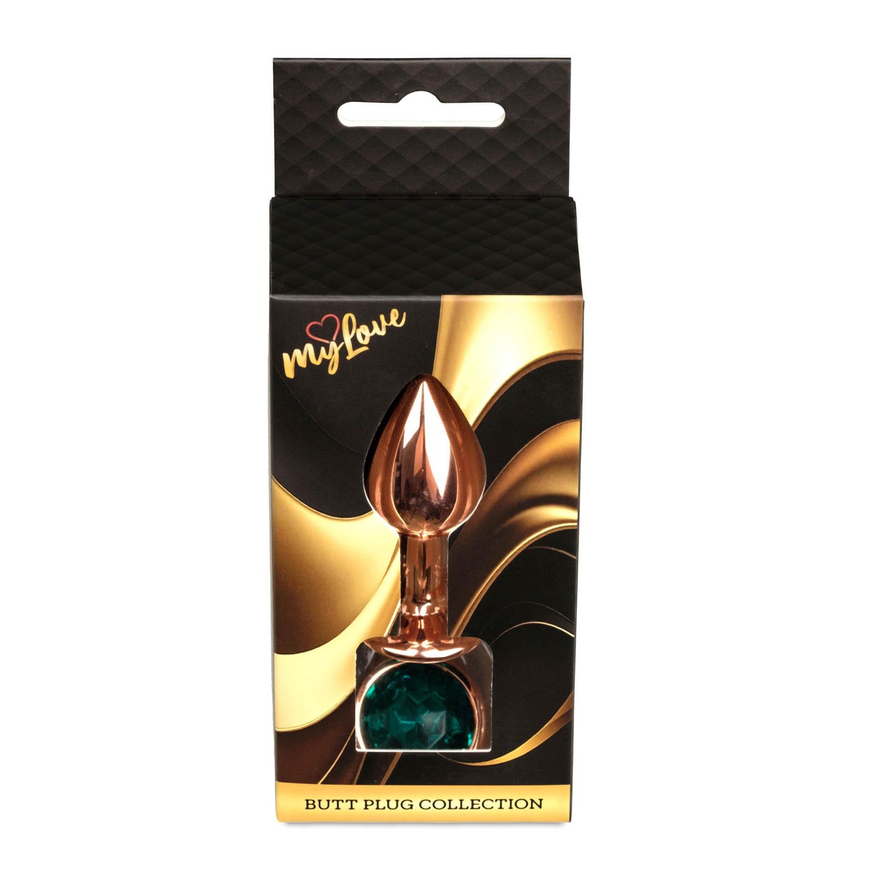 Plug anal din oțel MyLove Toys verde cu diamant 7 cm