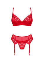 Set lenjerie erotică Obsessive Ingridia din dantelă roșie M/L