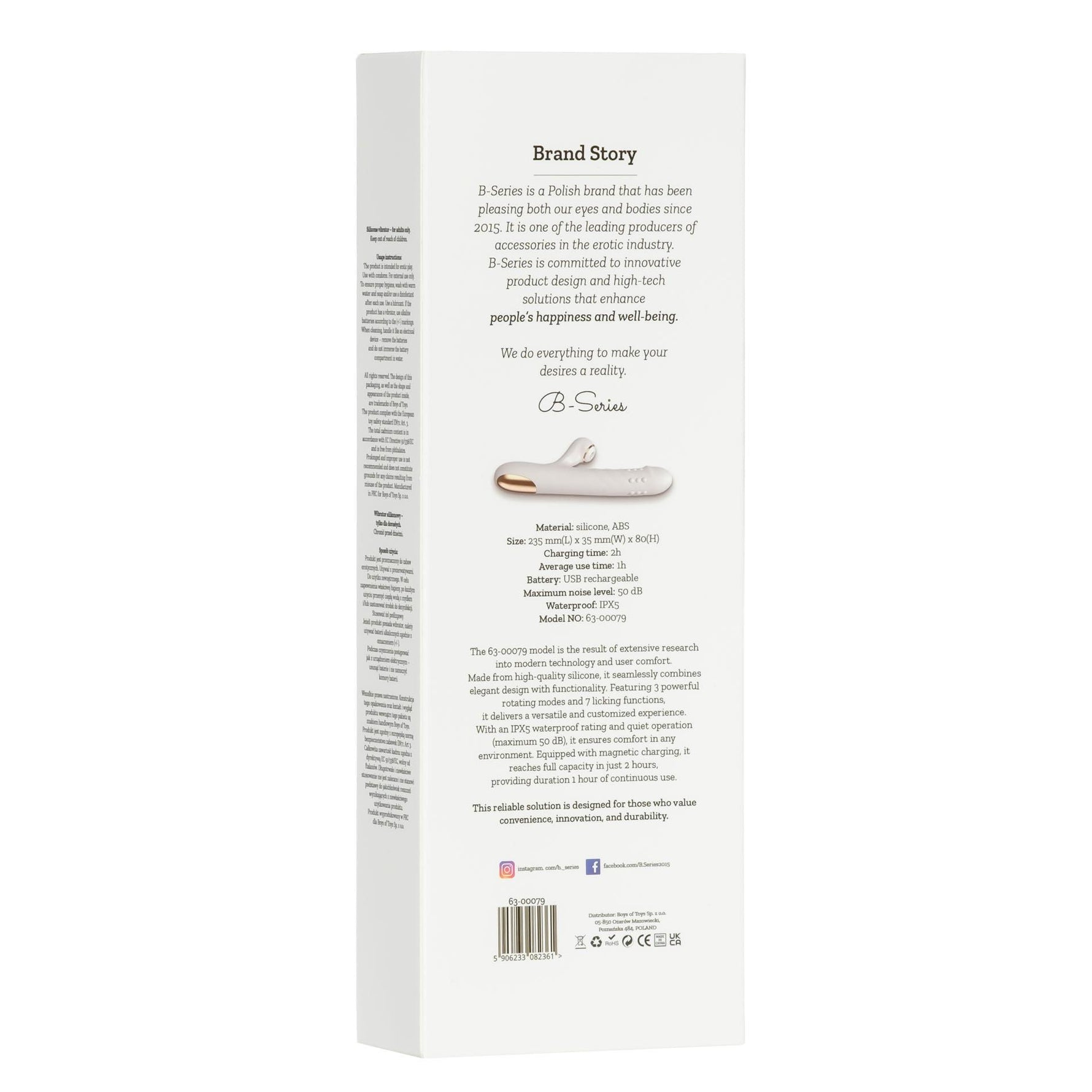 Vibrator din silicon Fox seria B, 3 rotații, 7 linguri, 24 cm