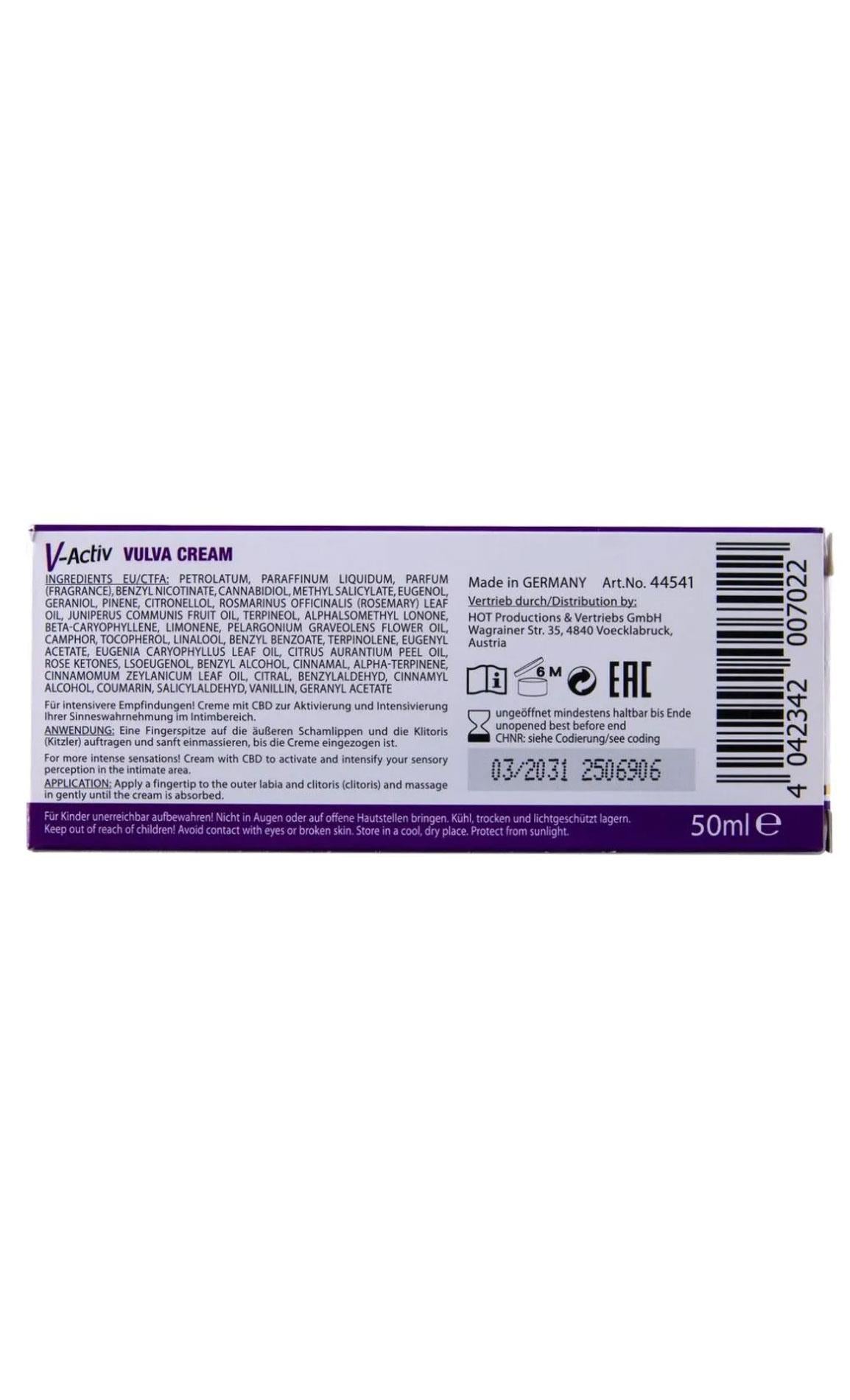 Cremă stimulatoare clitorală Hot VActiv CBD 50ml
