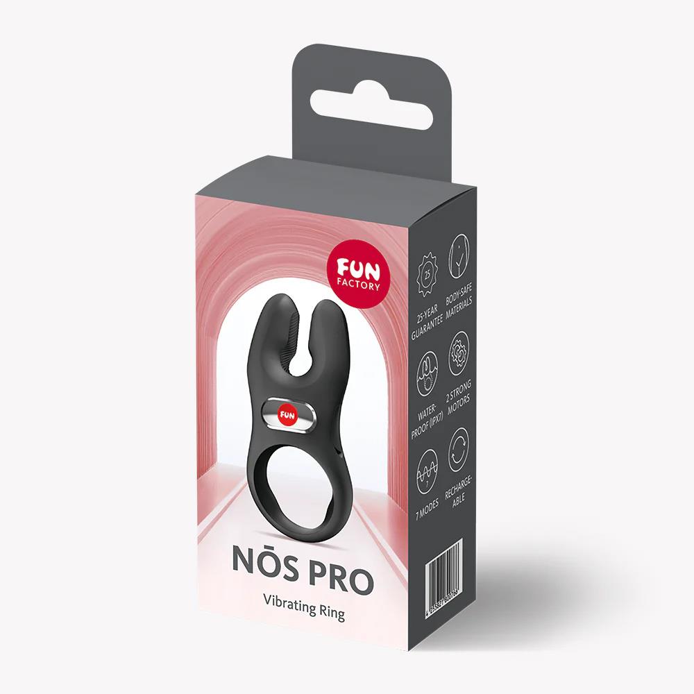 Inel vibrant pentru penis Nos XL Fun Factory, silicon negru, USB
