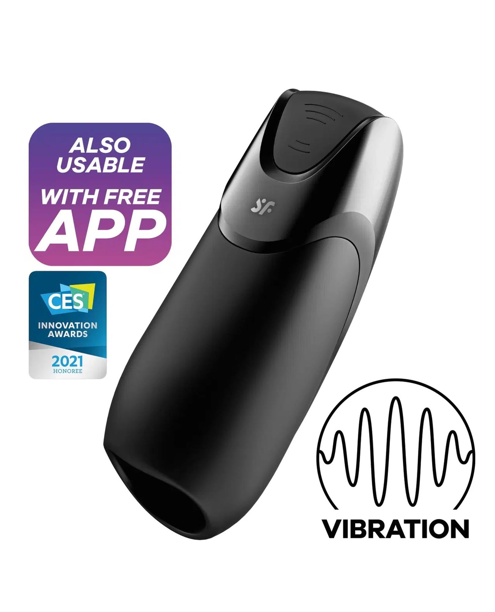 Masturbator Satisfyer Men Vibration+ cu vibrații și aplicație, negru