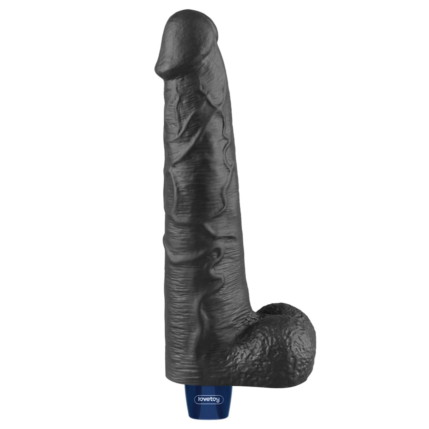 Dildo vibrant realist Lovetoy TPE negru 27cm reîncărcabil