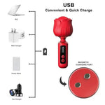 Vibrator Rose Magic din silicon, impermeabil, USB, 12,5 cm