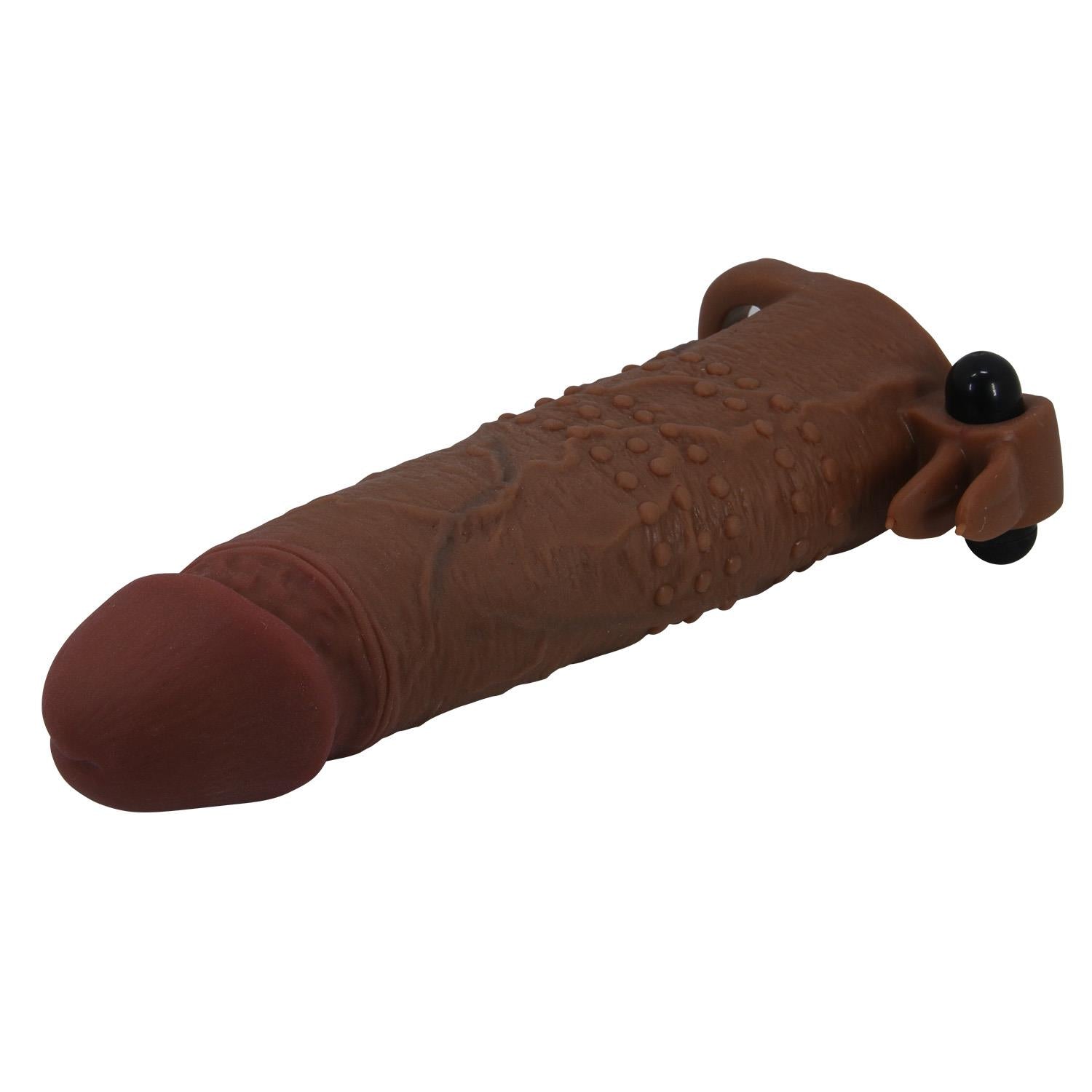 Pretty Love Extensor vibrant pentru penis, maro, 17 cm