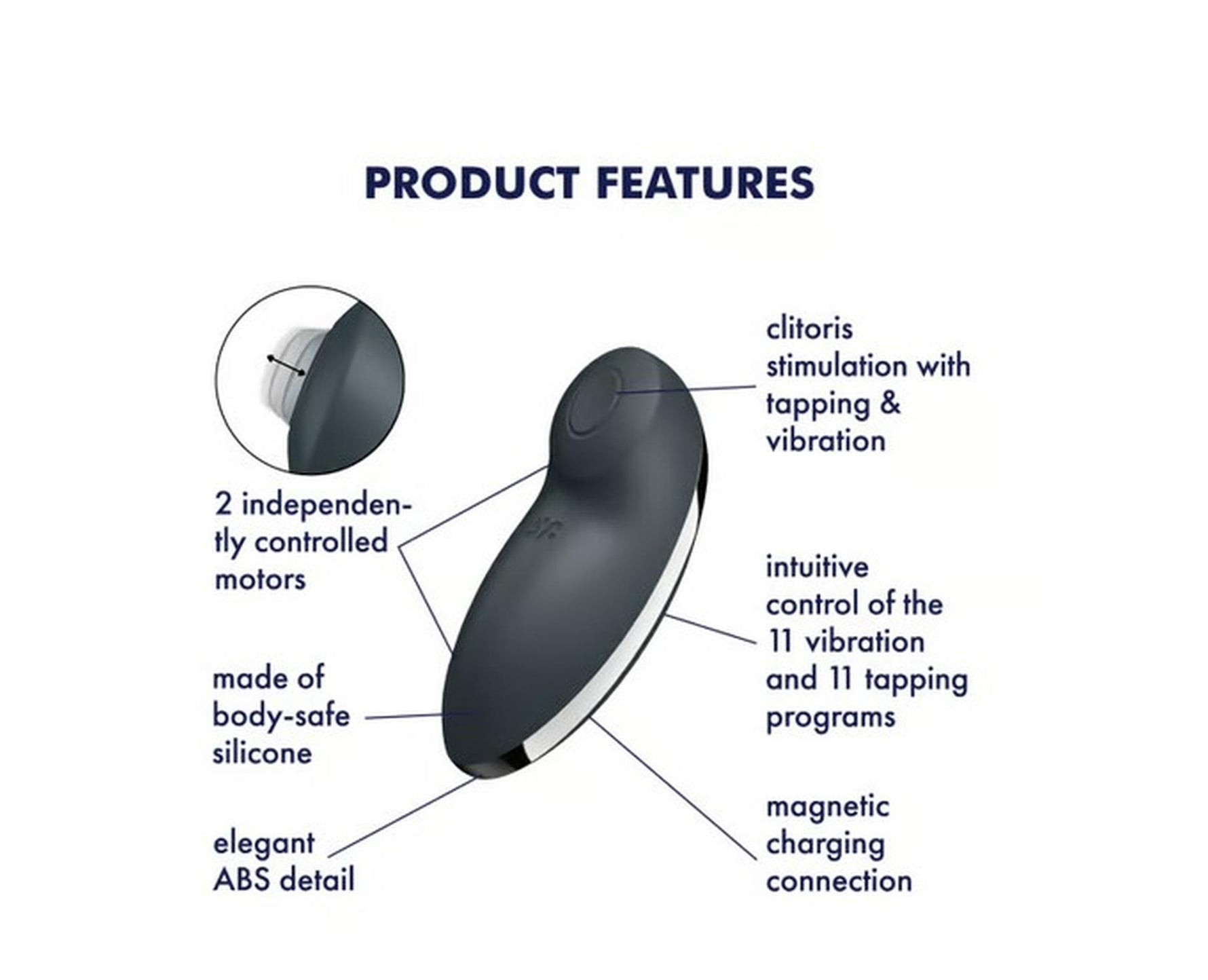 Stimulator clitoridian USB Satisfyer Tap Climax 2 gri