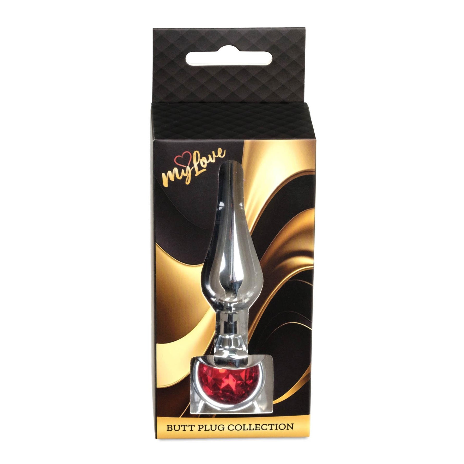 Plug anal argintiu cu diamant roșu MyLove Toys 9,5 cm