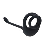 Inel de penis din silicon cu motor dublu și stimulator de prostată - Negru