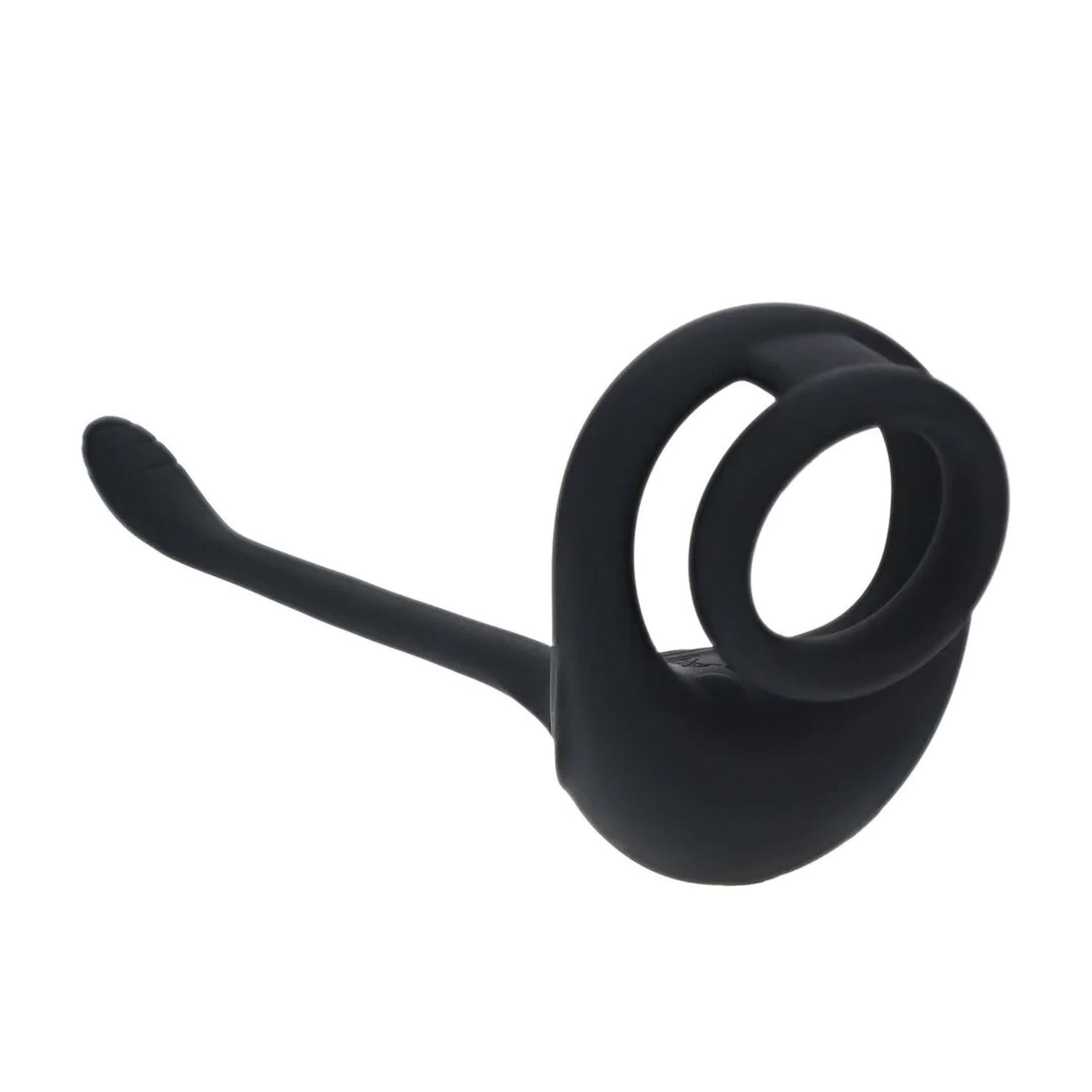 Inel de penis din silicon cu motor dublu și stimulator de prostată - Negru